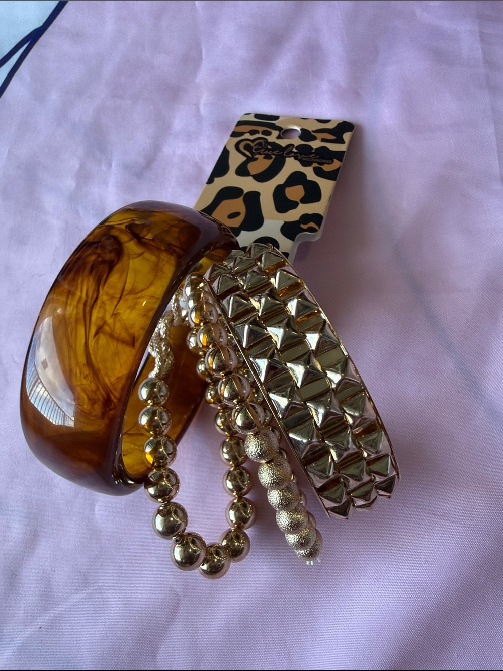 Stacked Gold Toneand Amber Women’s Bracelet Set- true love